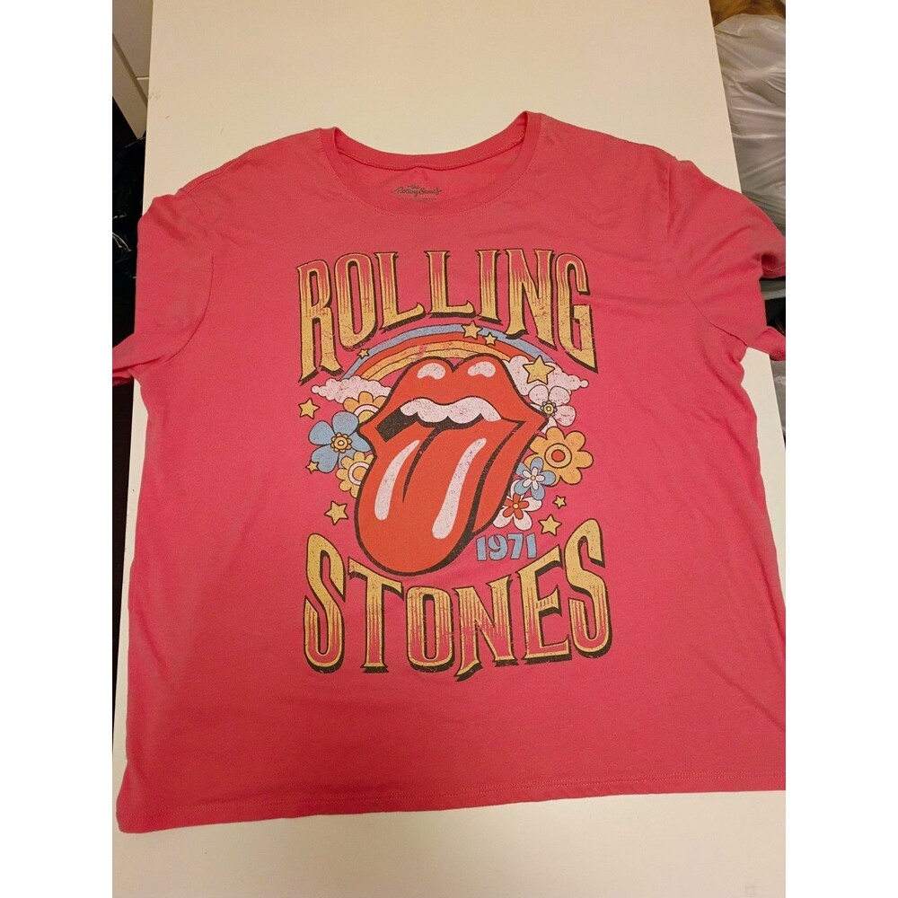 Rolling Stones 1971 Tour Pink T-Shirt Tongue Logo Graphic Size L (12-14)